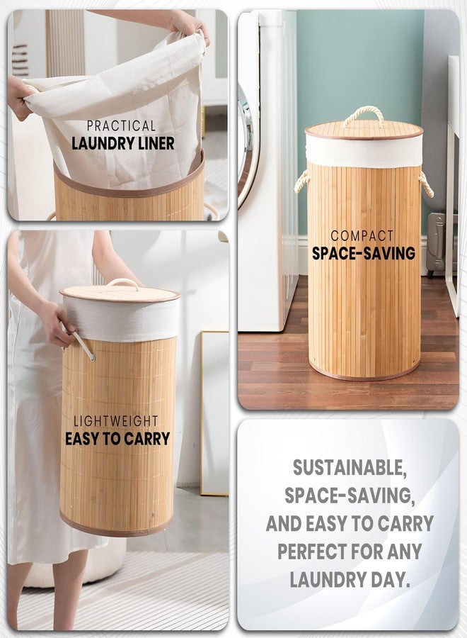 iBELL Foldable Bamboo Laundry Basket with Lid | Sustainable & Eco-Friendly | Travel Essential | Solid Laundry Basket | Easy to Carry (1 Pc, Wood Finish) - Image 4